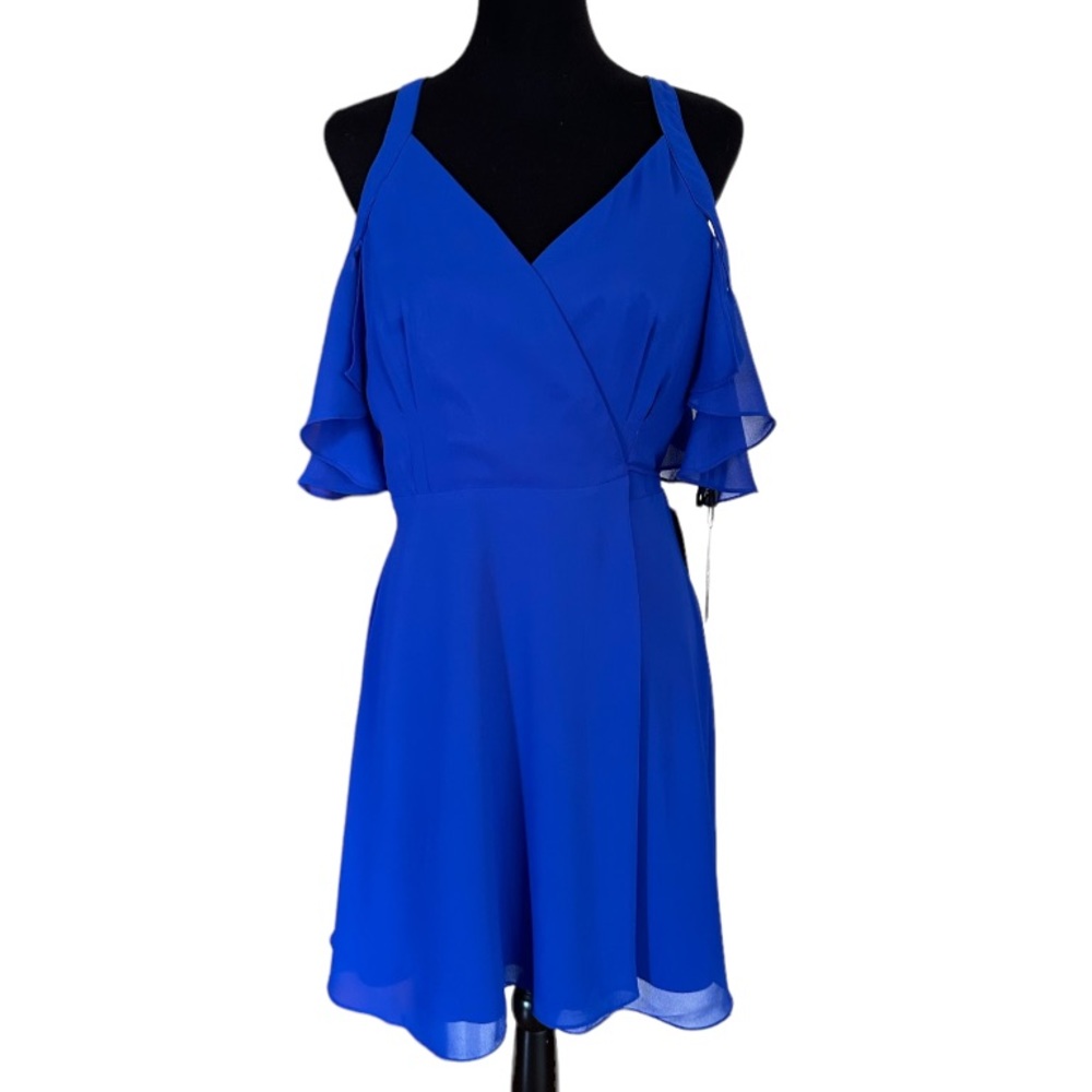 Lulus Bombshell Royal Blue Off-The-Shoulder Wrap Dress Size XL - Picture 5 of 13